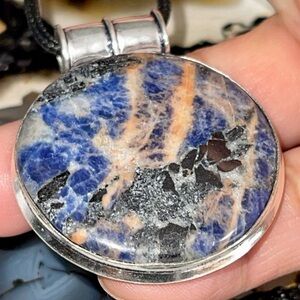 Beautiful Navy Sodalite Pendant 1 7/8”